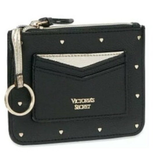 Victoria's Secret Black and Gold Heart Studs Card and Key Holder - NWOT - Picture 2 of 4